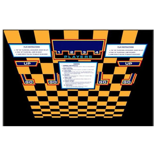 Hyper Sports Arcade Control Panel Overlay CPO With Textured Laminate