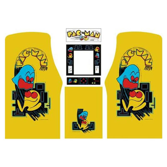 Pac Man Arcade Side Art Kickplate Marquee CPO Bezel 6 Pc Set High Quality
