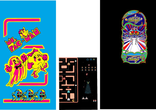 Ms Pac Man Galaga 20th Reunion Arcade Restoration 3 pc Kit Side Art KIck panel