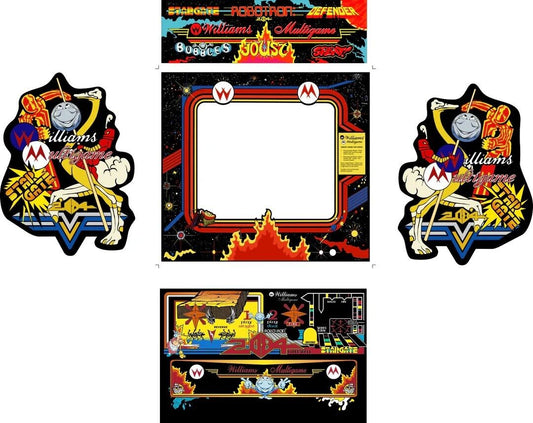 Multi Williams Arcade Side Art Full Set 5pc Artwork Textured CPO Complete Kit