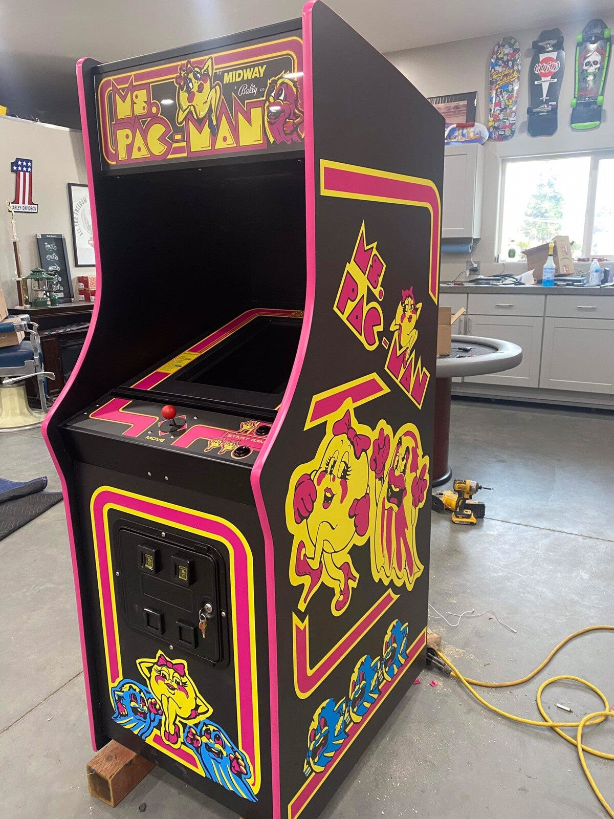 Ms PAC MAN Ardace Side Art and kick plate Black 3 Piece Graphics Kit Laminated