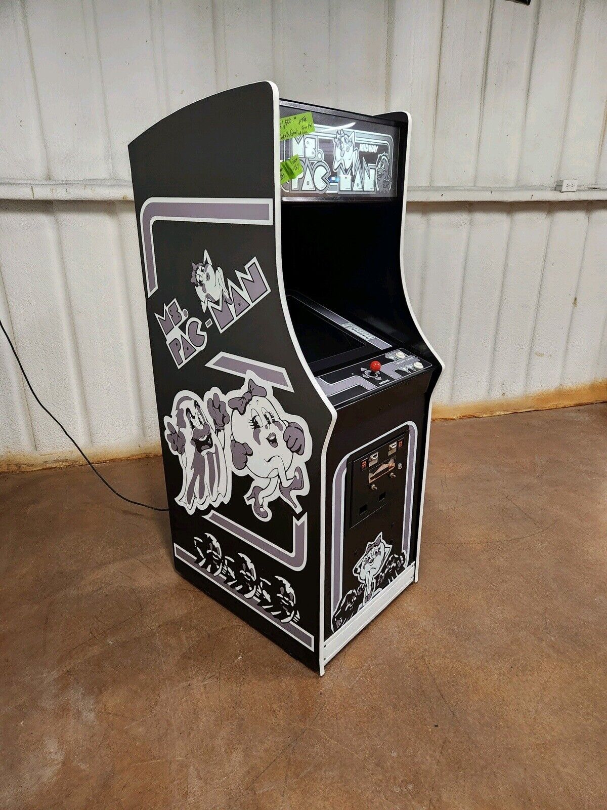 Fits Ms Pac Man Arcade 6 Pc Set Side Art Cpo Marquee In Custom Black and White