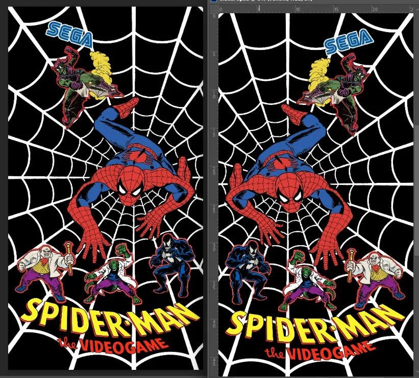 Spiderman Arcade Side Art 2 Piece Laminated Artwork For Restoration