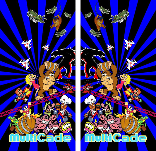 Multicade Arcade Side Art Decal set 2pc Blue Full Size High Quality Graphics