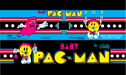 Baby Pac Man Arcade Control Panel Overlay CPO Textured Laminate
