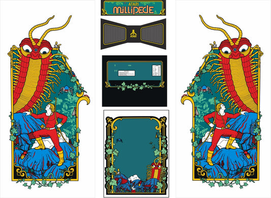Millipede Arcade Restoration Kit 6 pc Cabinet Artwork Graphics Decals