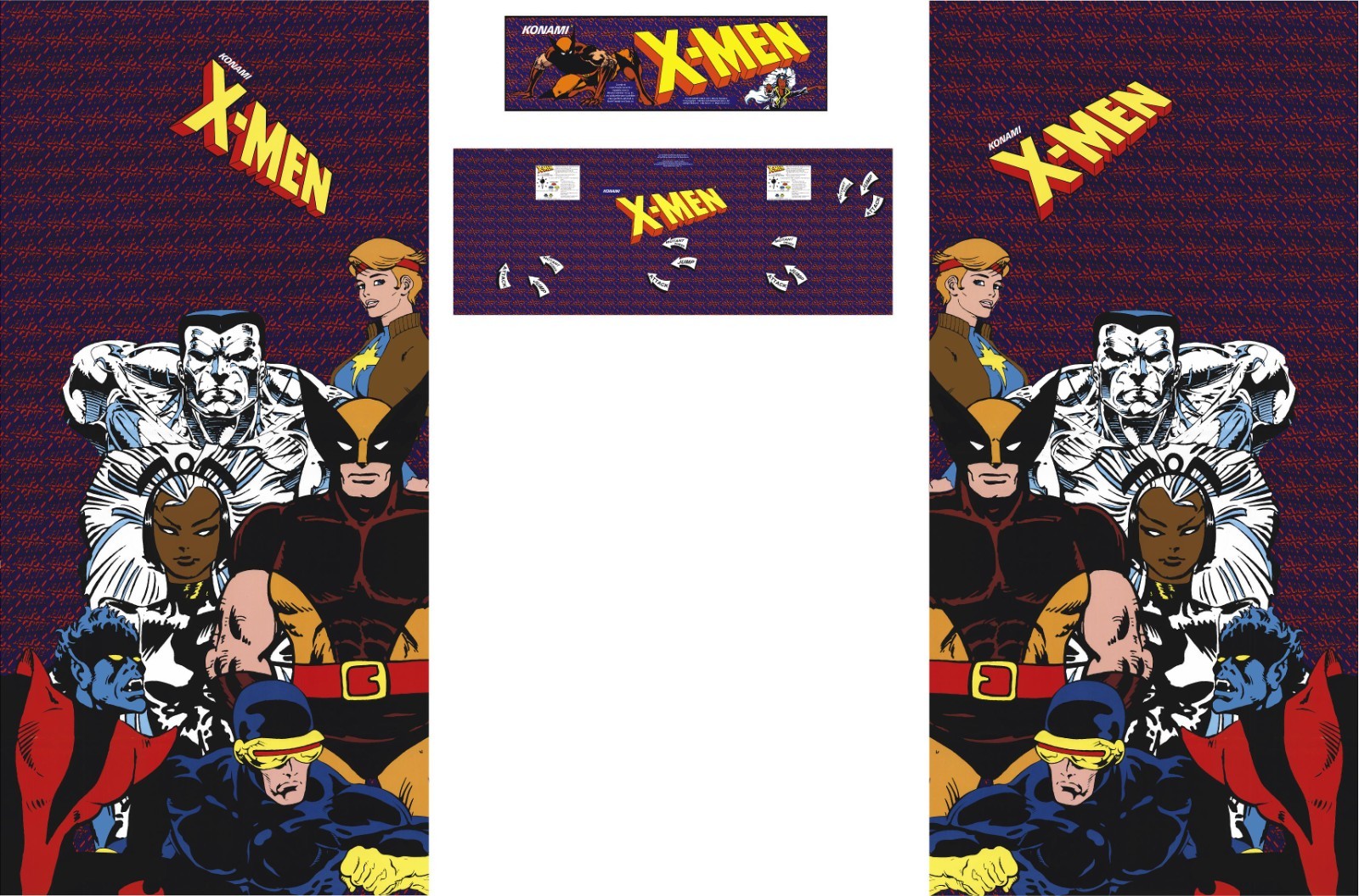 Xmen Arcade Restoration Kit 4pc Side Art Cpo Marquee