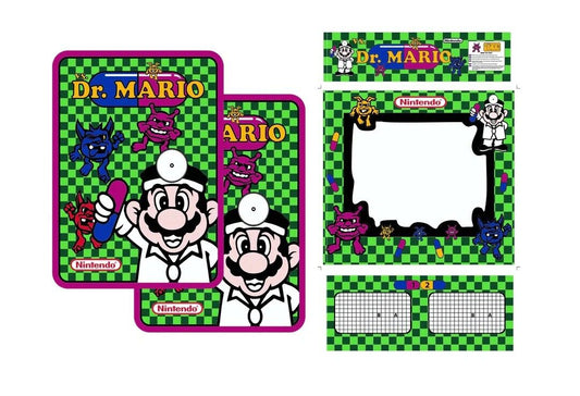 Dr Mario Arcade Side Art Full Set 5pc Artwork Textured CPO Complete Kit