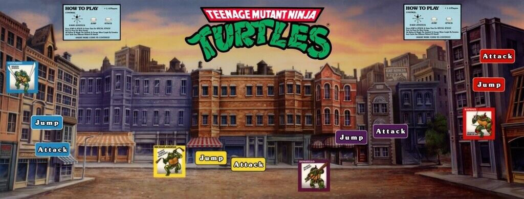 Teenage Mutant Ninja Turtles Arcade Control Panel Overlay CPO TMNT Textured