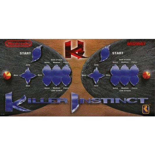 Killer Instinct Arcade Control Panel Overlay CPO Textured Laminate