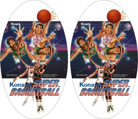 Konami Super Basketball Arcade Side Art 2 Piece Set Laminated High Quality