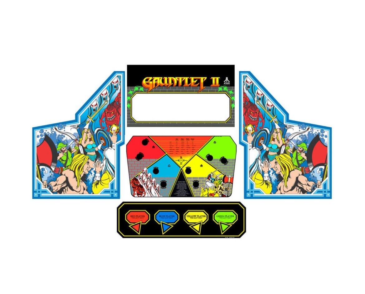 Gauntlet 2 Arcade Side Art Full Set 5pc Artwork Textured CPO Complete Kit