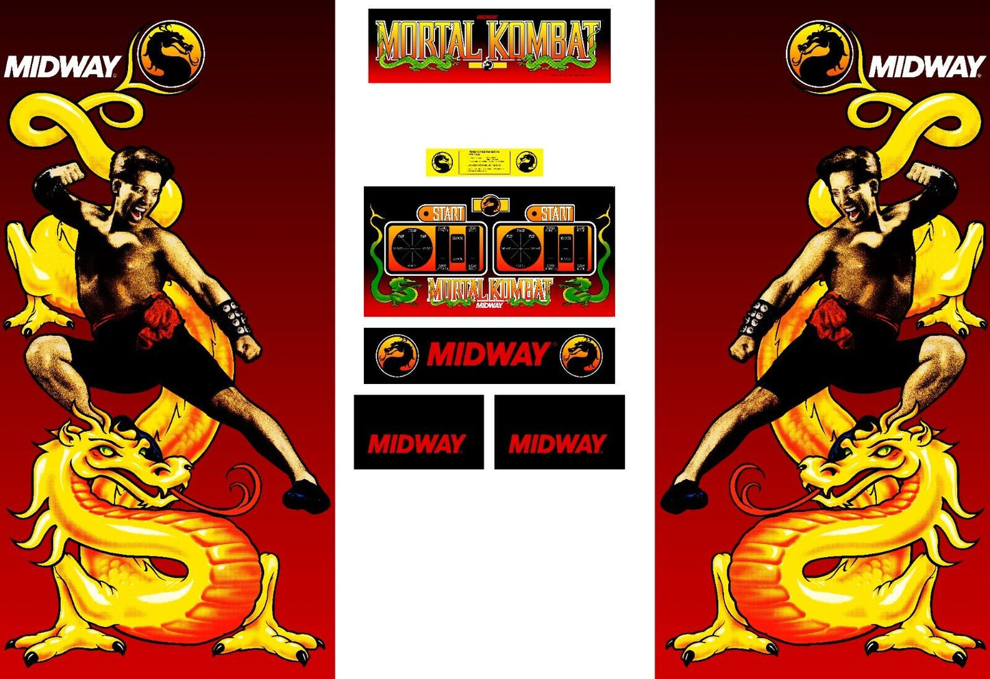 MK1 Mortal Kombat Arcade Side Art Full Set 8pc Artwork Textured CPO Satin Finish