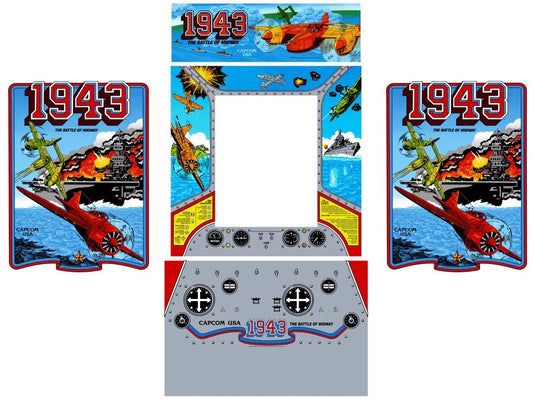 1943 Battle Of Midway Arcade Restoration Kit Side Art Cpo Cabinet Marquee Bezel