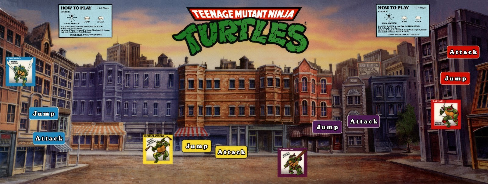 TMNT Teenage Mutant Ninja Turtles Arcade Cabinet CPO Control Panel Overlay Decal