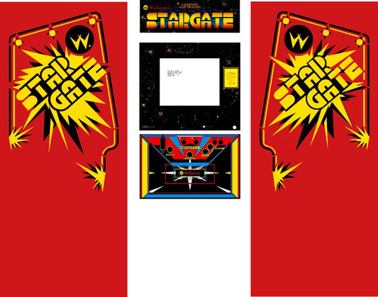 Stargate Arcade Side Art Full Set 5pc Artwork Textured CPO Complete Kit