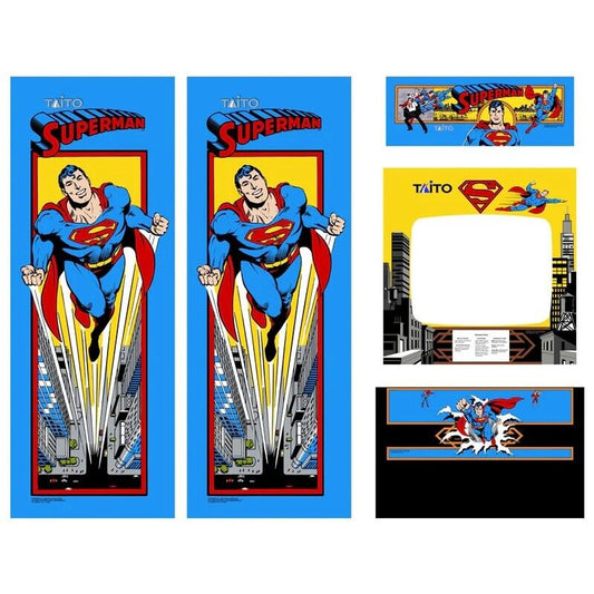 Superman Arcade Side Art Full Set 5pc Artwork Textured CPO Complete Kit