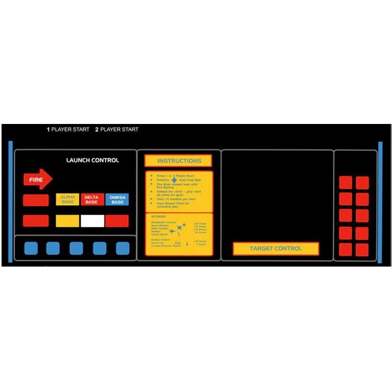 Missile Command Arcade Control Panel Overlay CPO Textured Laminate