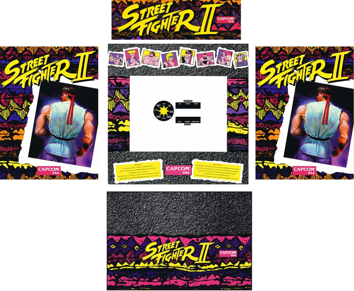 Street Fighter 2 Arcade Restoration Kit 5pc Set CPO Labels Included