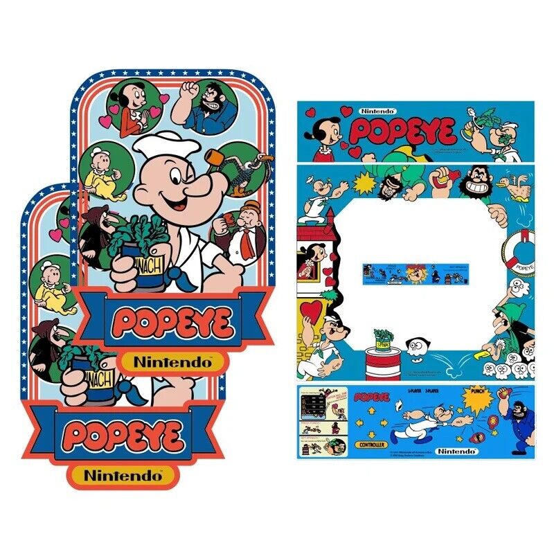 Popeye Arcade Side Art Full Set 6pc Artwork Textured CPO Complete Kit