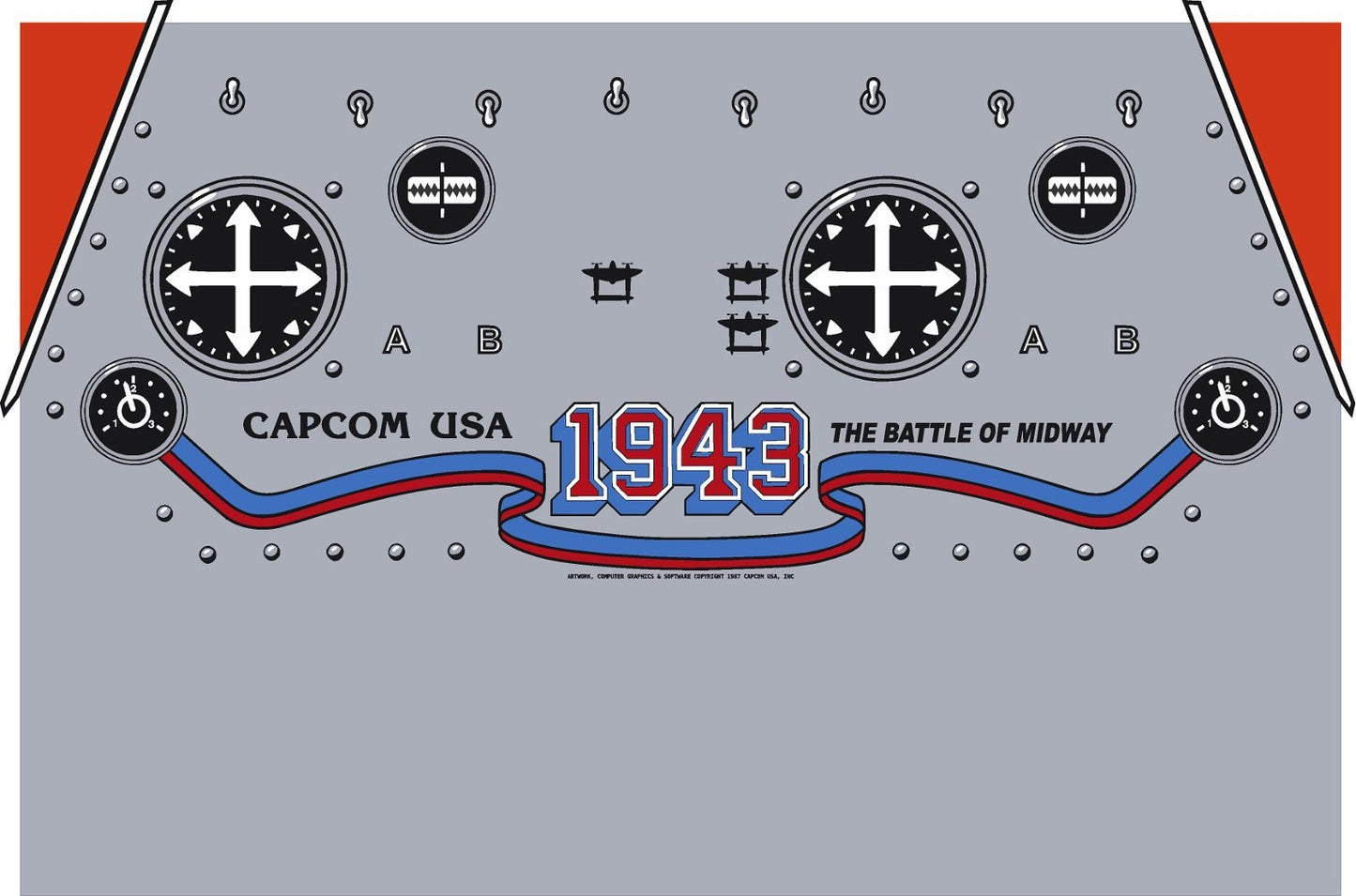 1943 Battle of Midway Arcade Cabinet CPO Control Panel Overlay Decal