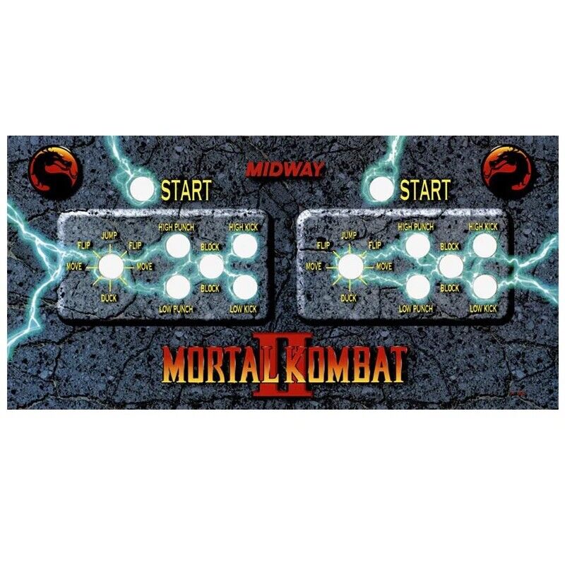 Mortal Kombat 2 Arcade Control Panel Overlay CPO Textured Laminate MK2 MKII