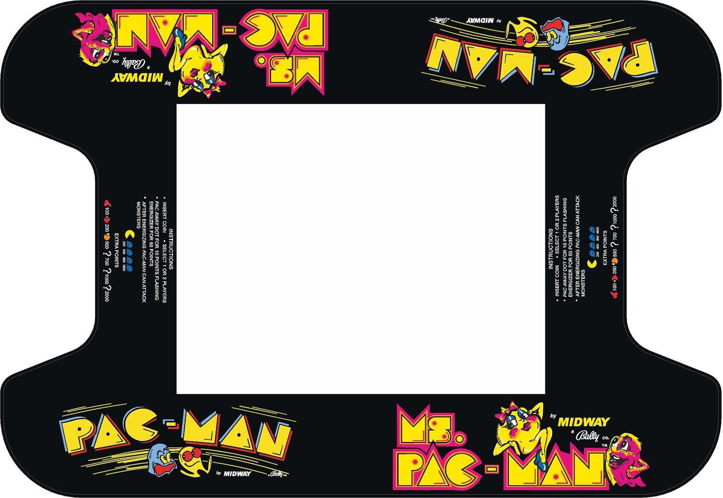 Ms Pac Man Pac Man Arcade Cocktail Underlay Artwork Sticker Decal