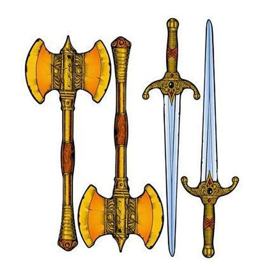 Golden Axe Sword & Axe Kit Arcade Side Art 4 Piece Set Laminated High Quality