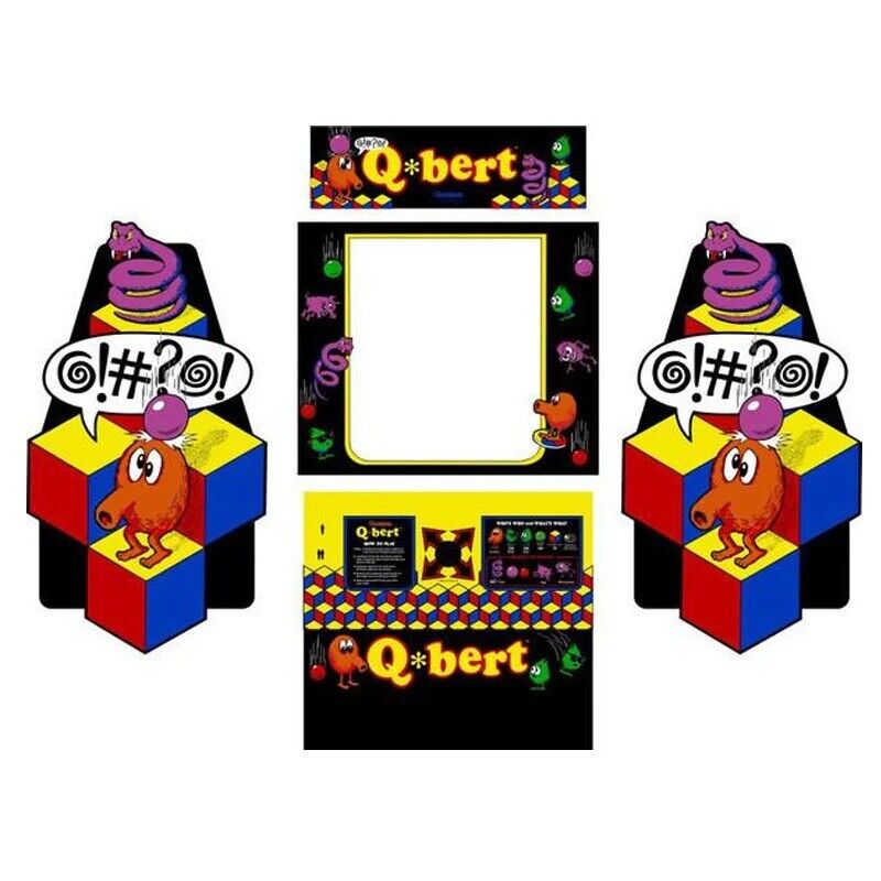 Qbert Arcade Side Art Full Set 5pc Artwork Textured CPO Complete Kit