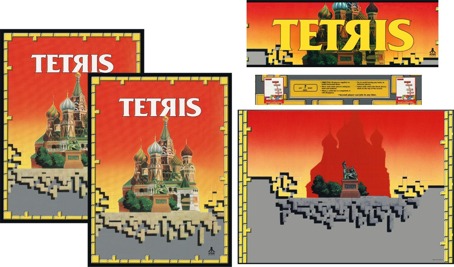 Tetris Arcade Side Art Full Set 5pc Artwork  Textured CPO- Satin Finish