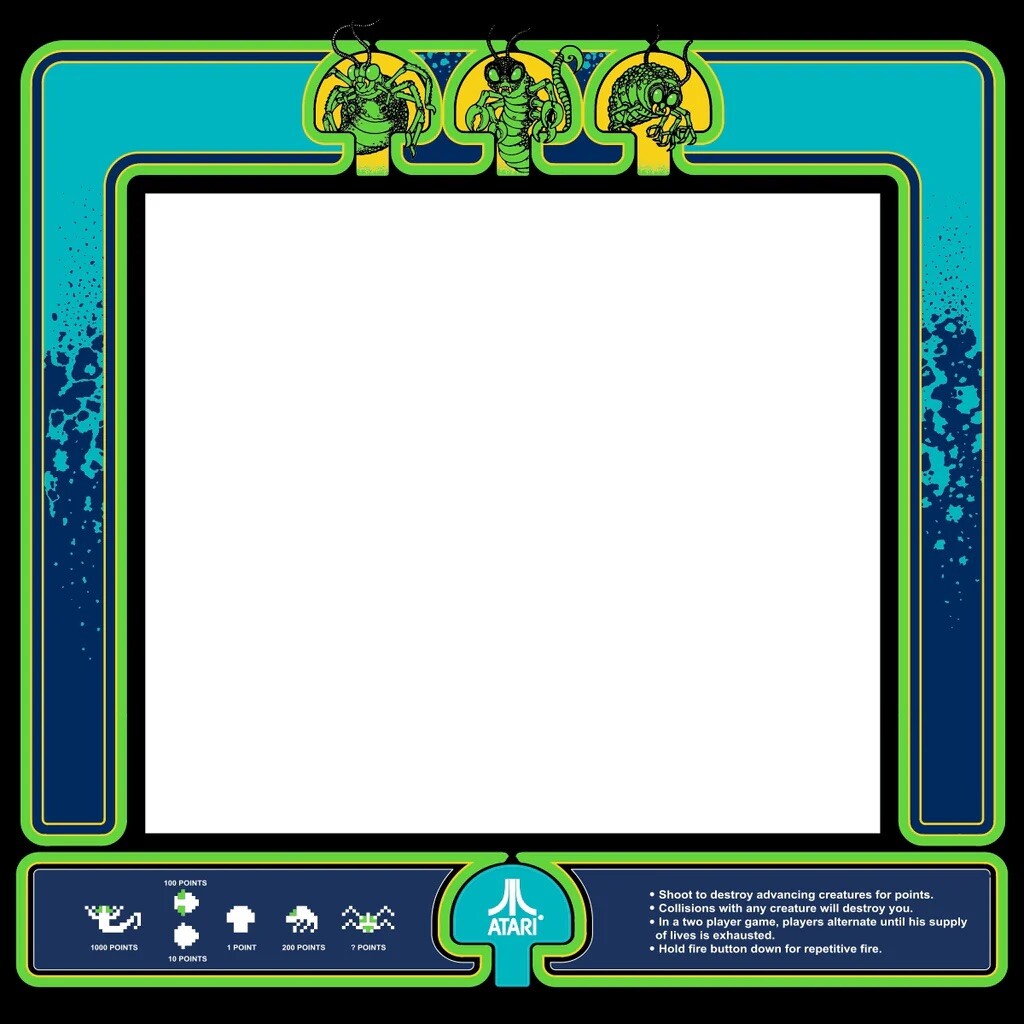 Centipede Arcade Monitor Bezel Artwork Sticker Decal