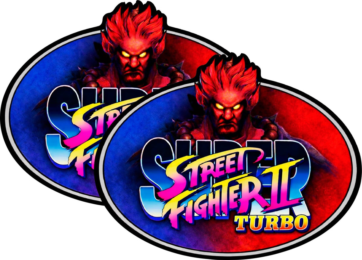 Super Street Fighter 2 Turbo Side Art Decal set 2pc Arcade Die Cut Custom