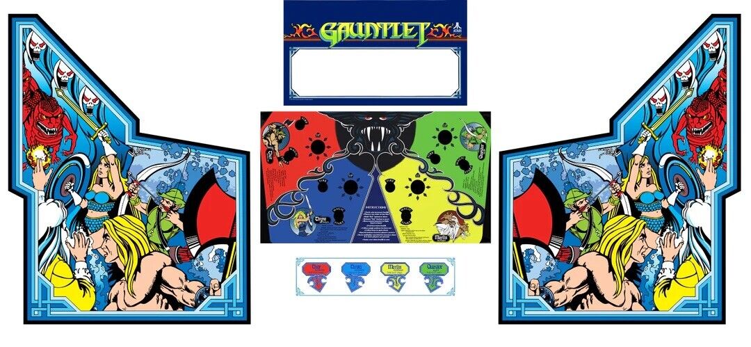 Gauntlet Arcade Side Art Full Set 5pc Artwork Textured CPO Complete Kit