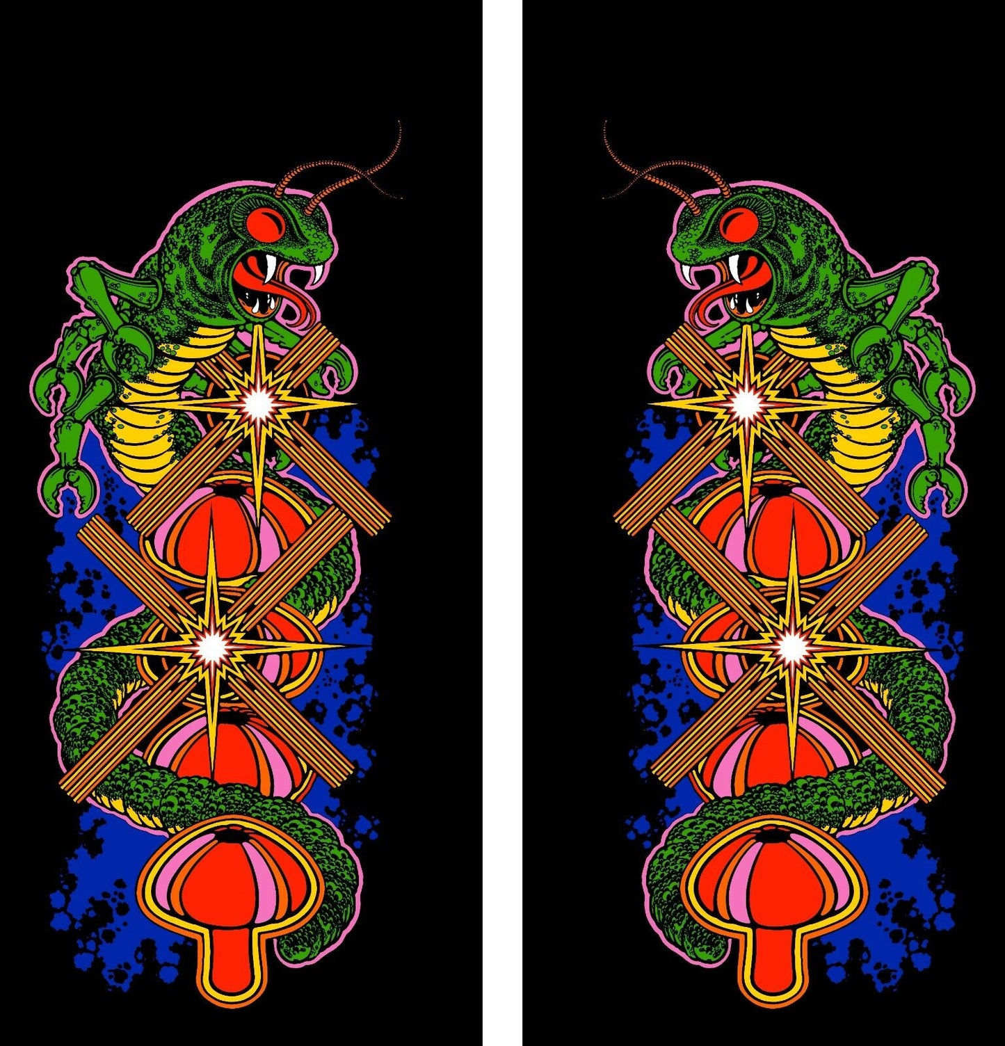 Centipede Arcade Side Art Decal set 2pc (Black) Full Size High Quality Graphics