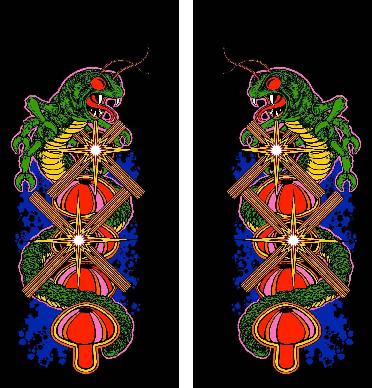 Centipede Arcade Side Art Decal set 2pc (Black) Full Size High Quality Graphics