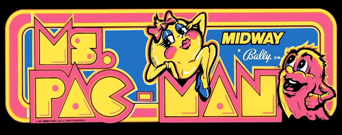 Ms Pac Man Arcade Marquee High Quality Translite 23”x9”