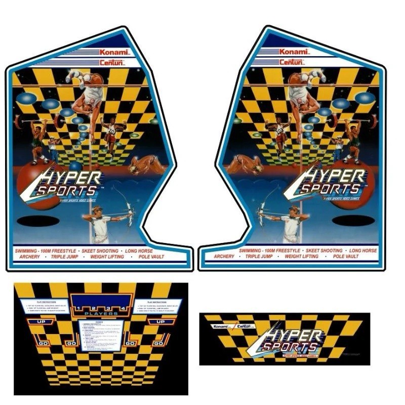Hyper Sports Arcade Side Art 4 Piece Set Laminated High Quality