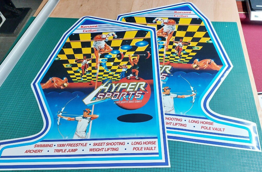 Hyper Sports Arcade Side Art 2pc Graphics Arcade Restoration High Quality