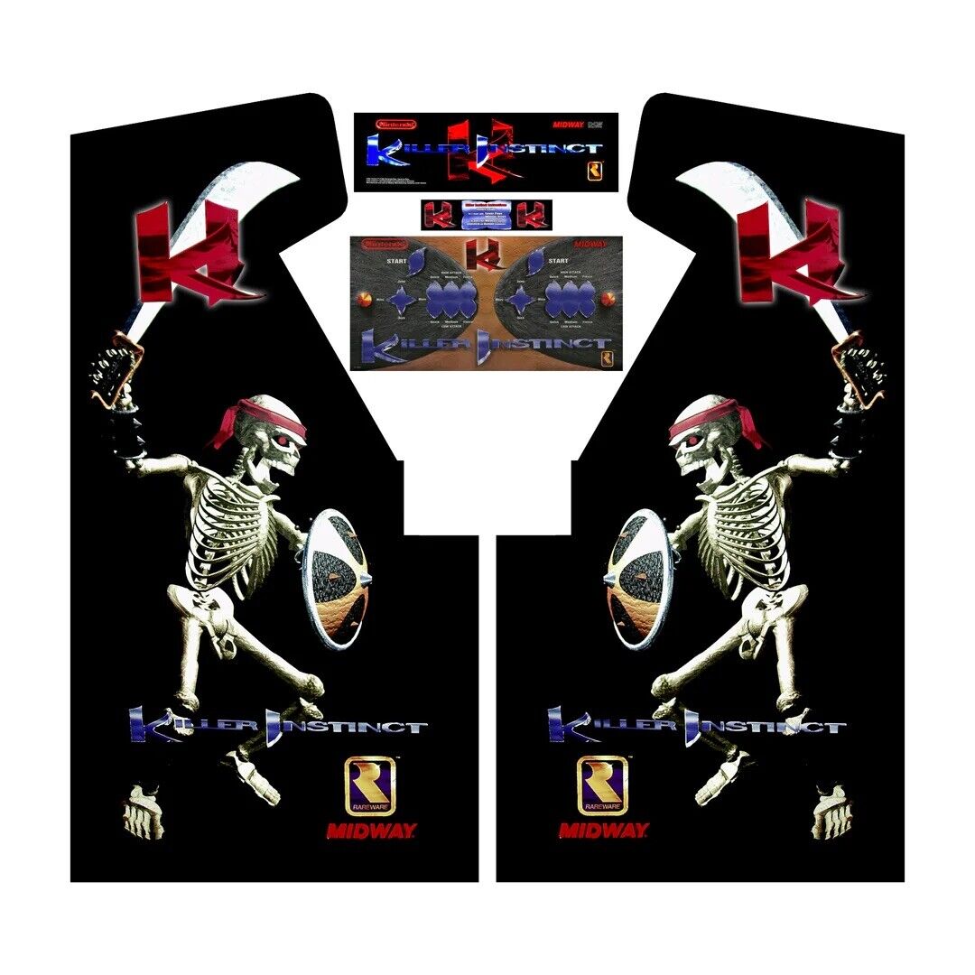 Killer Instinct Arcade Side Art Full Set 5pc Artwork Textured CPO Complete Kit