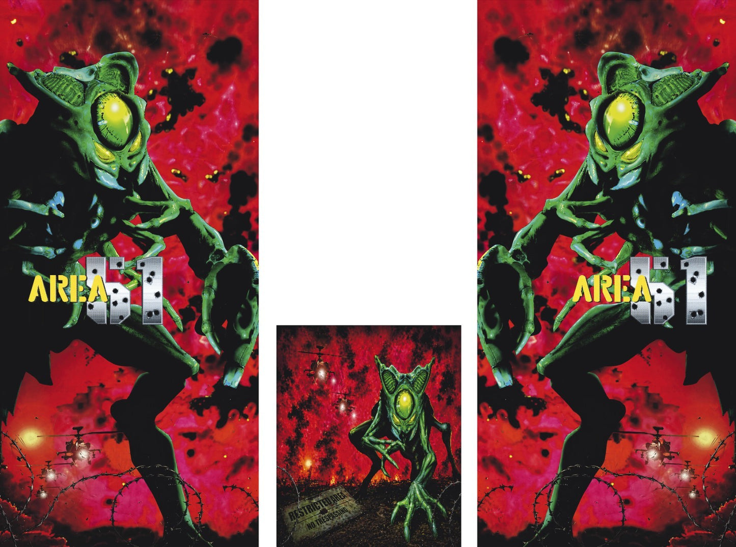 Area 51 Arcade Custom Side Art Kick Panel 3 Pc Set Cabinet Decal Sticker
