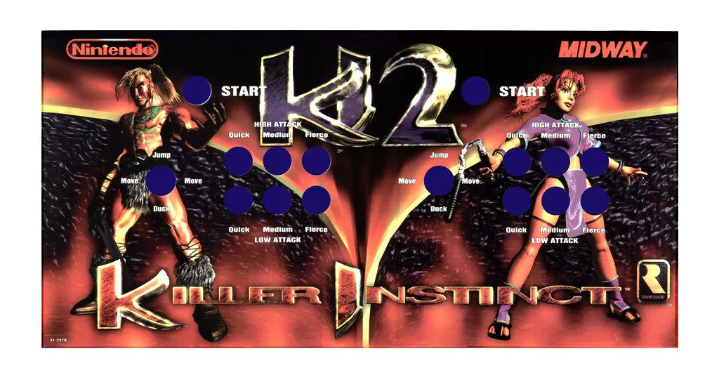 Killer Instinct 2 Arcade Control Panel Overlay KI2 CPO Textured Laminate