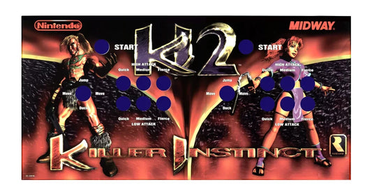 Killer Instinct 2 Arcade Control Panel Overlay KI2 CPO Textured Laminate