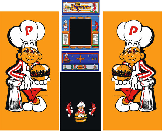 Burgertime Arcade Side Art Full Set 6pc Artwork Textured CPO Complete Kit