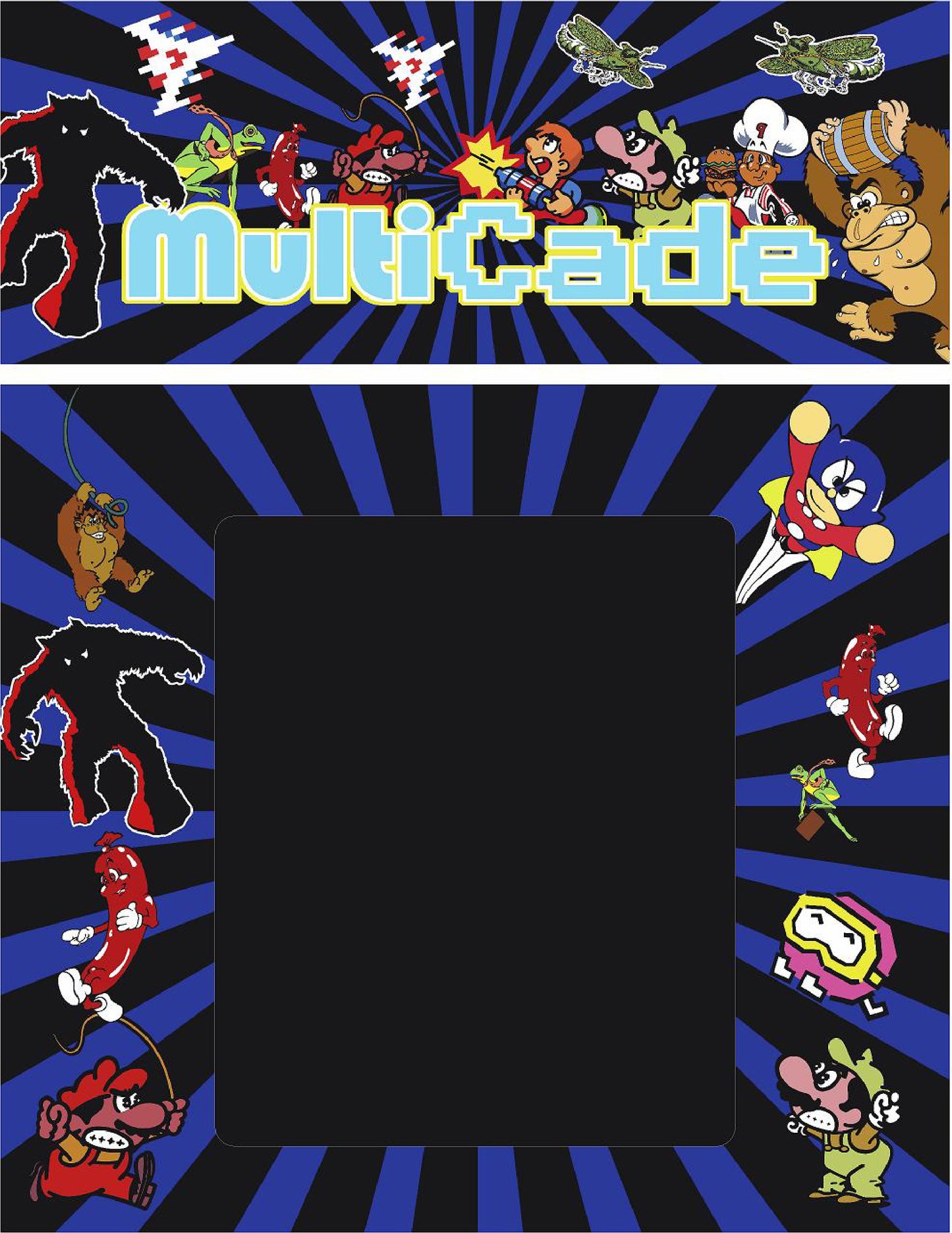 Multicade Blue Version Arcade Monitor Bezel Decal