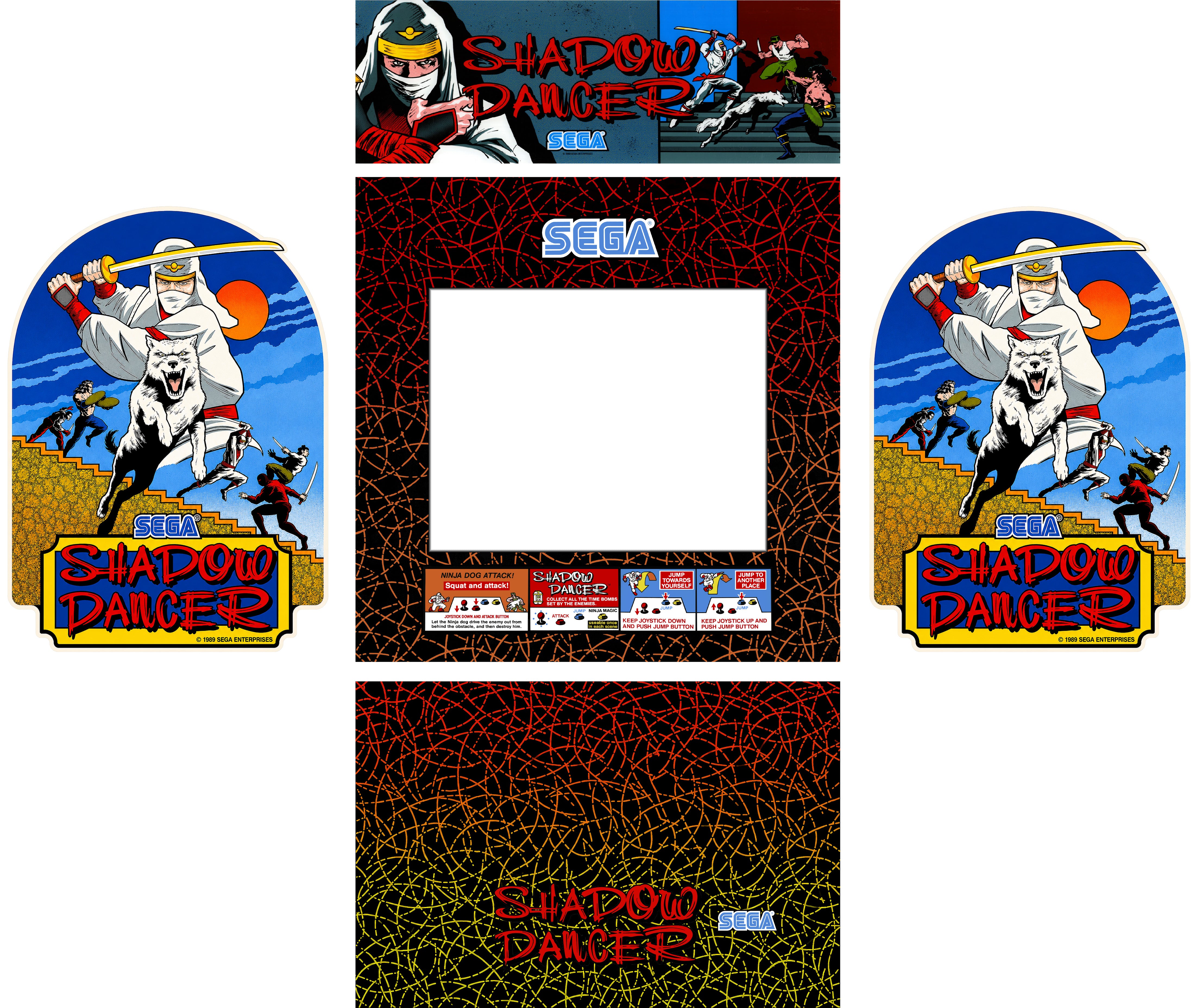 Shadow Dancer Arcade Restoration Kit 5pc | StickerSmith Arcade