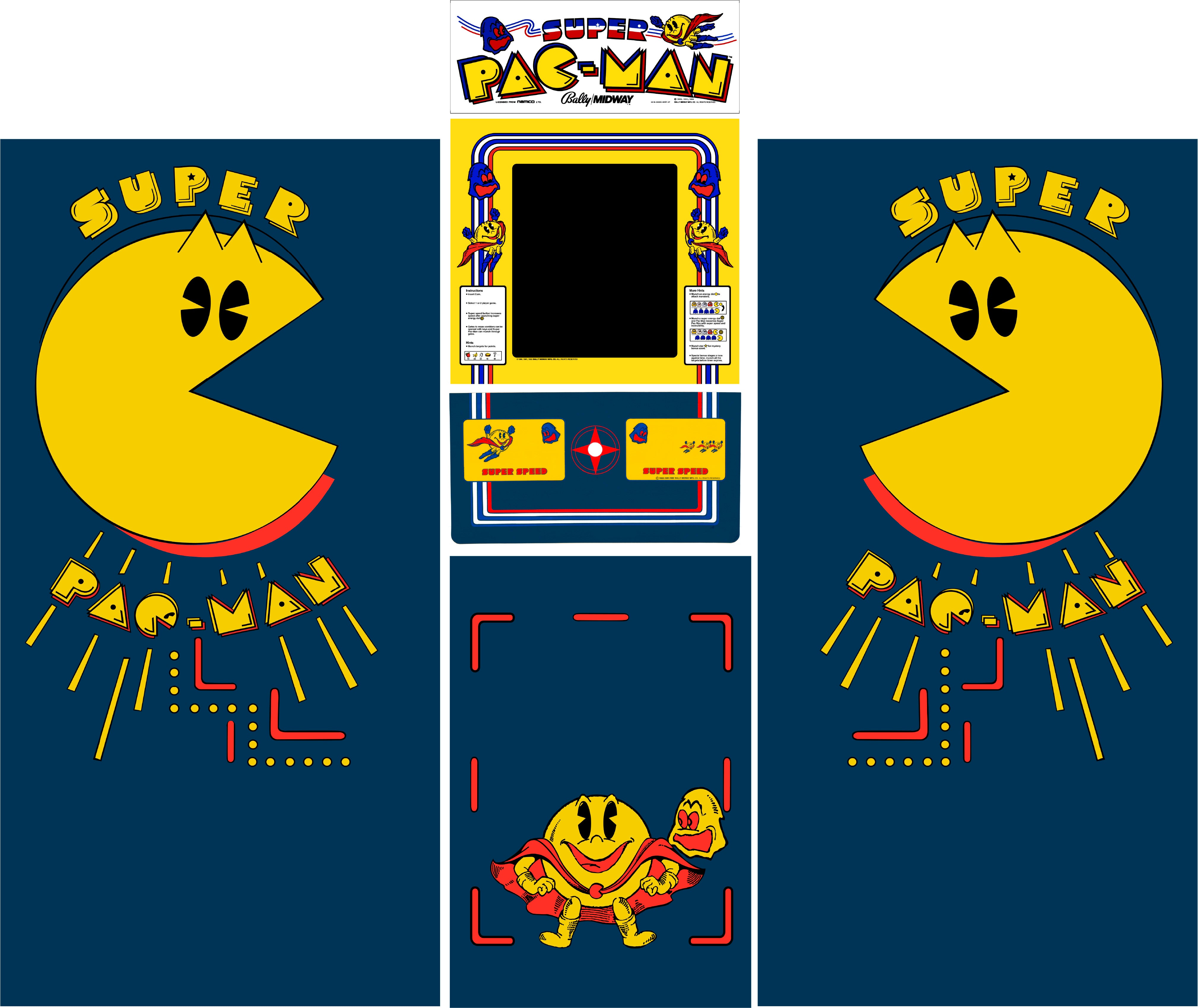 Super Pac-Man Arcade Side Art Full Set 6pc Artwo | StickerSmith Arcade
