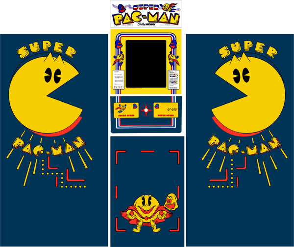 Super Pac-Man Arcade Side Art Full Set 6pc Artwo | StickerSmith Arcade